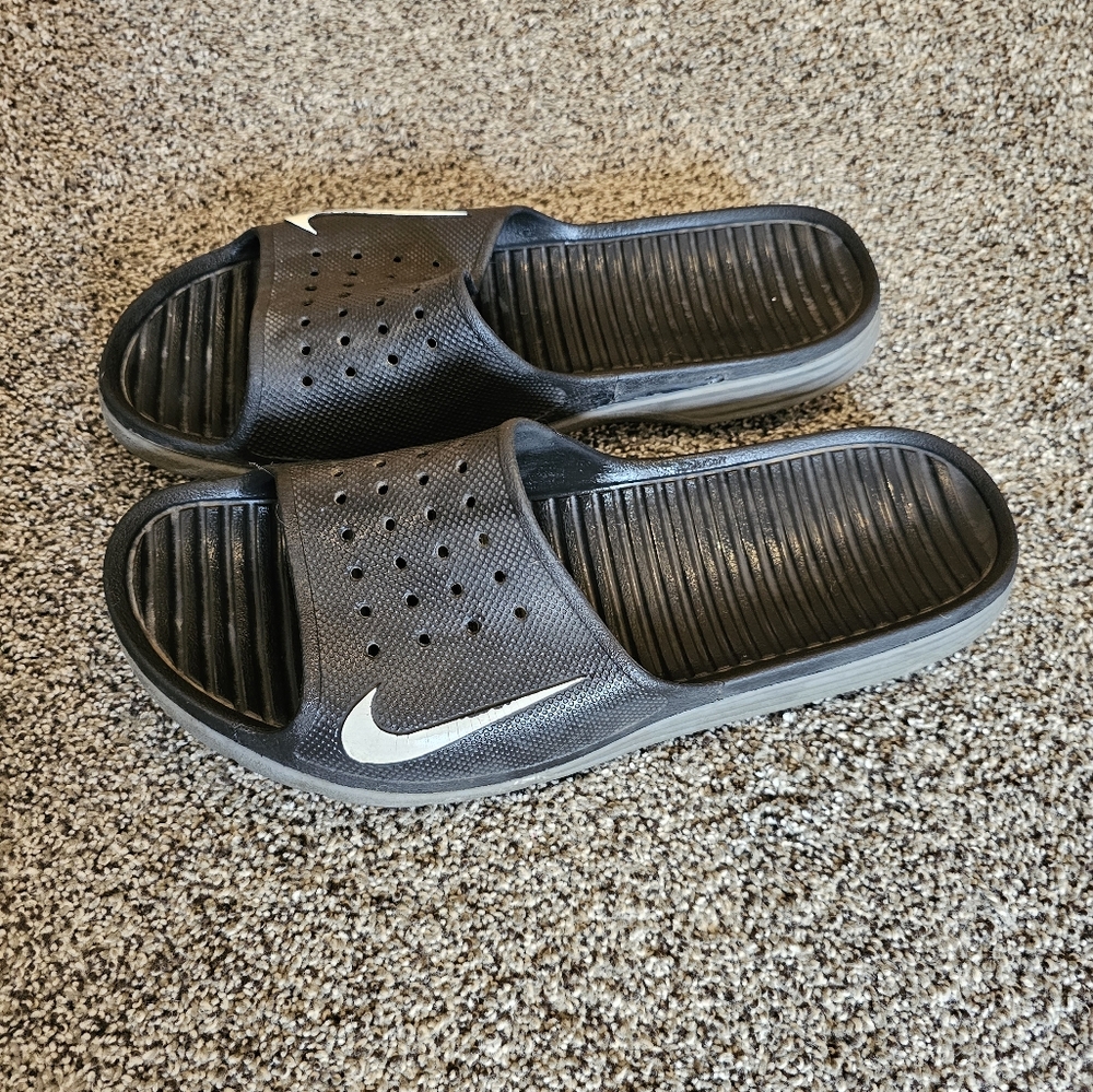 Nike black slip on sandals